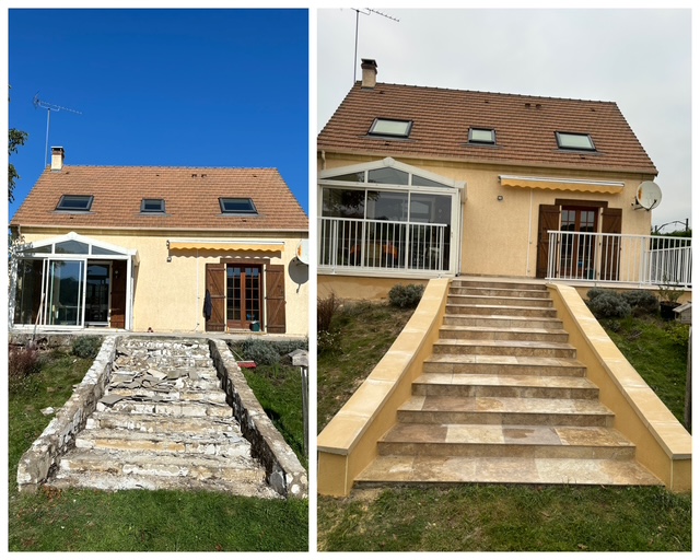 avant après Rénovation escalier extérieur