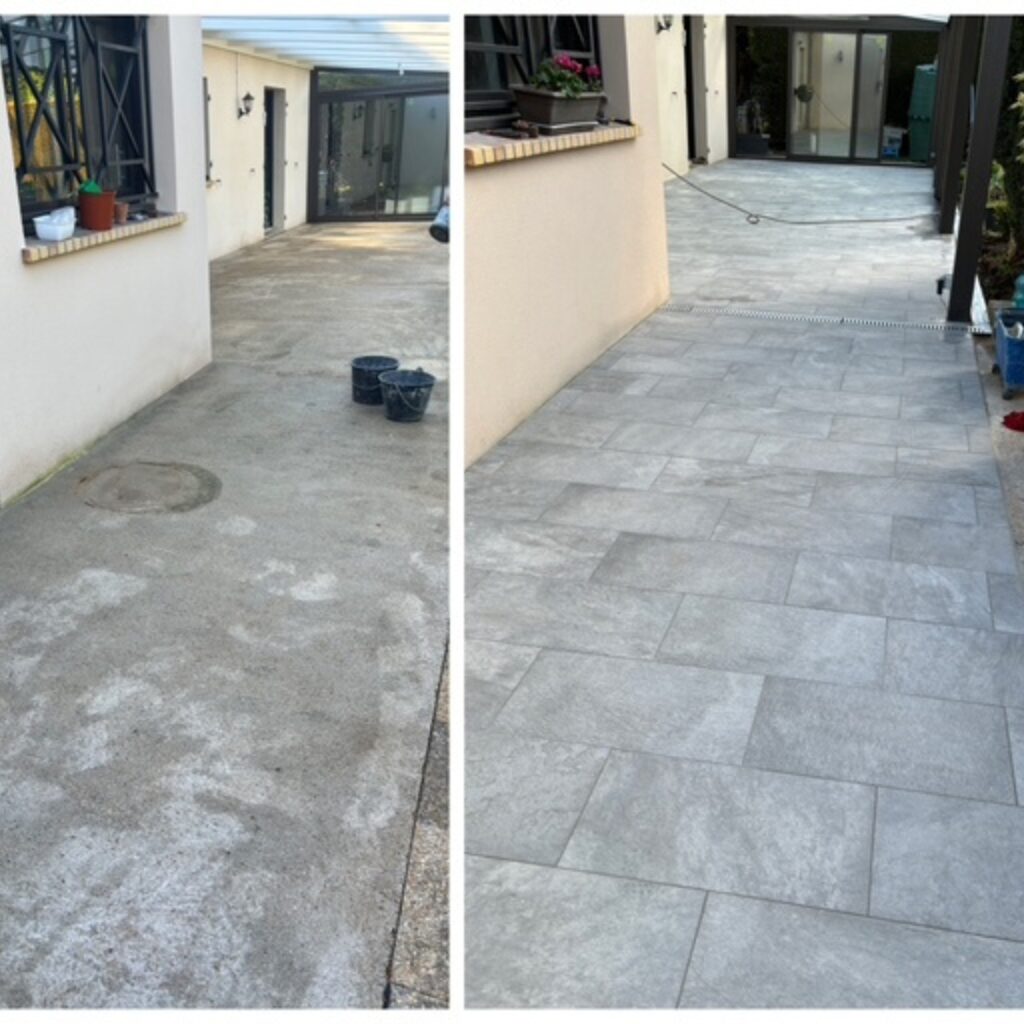 Pose carrelage sur terrasse extérieure !